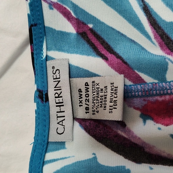 Catherines Maxi Dress Size 1X P Blue & Pink Floral Twist Tie Tropical Print - Picture 13 of 14